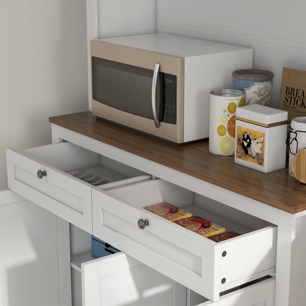 HOMCOM Credenza da cucina, con 6 ante, 2 cassetti, piano di lavoro e ripiani regolabili, 100x40x180cm, Bianco | Aosom Italy