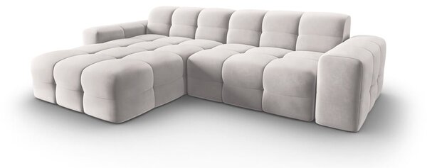 Divano angolare in velluto grigio chiaro (angolo sinistro) Kendal - Micadoni Home