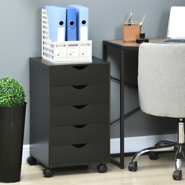 HOMCOM Cassettiera Ufficio con Ruote e 5 Cassetti Archivio Mobile, per Studio Salotto 40x40x67 cm Nero | Aosom Italy