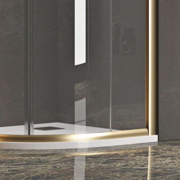 Kamalu box doccia semicircolare 90x90 finitura oro opaca ke-2000r