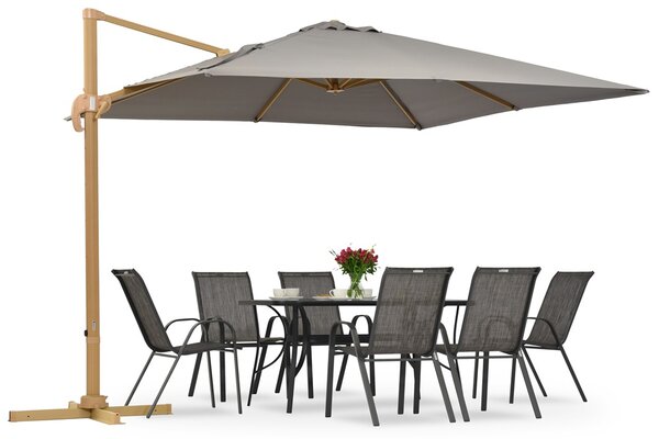 Ombrellone da giardino Siena 3x3m in legno con copertura grigia Garden Point