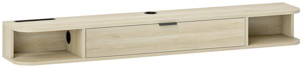 HOMCOM Mobile TV Sospeso con Cassetto Ribaltabile 2 Ripiani Aperti Gestione Cavi 140x24x16 cm Legno naturale | Aosom Italy