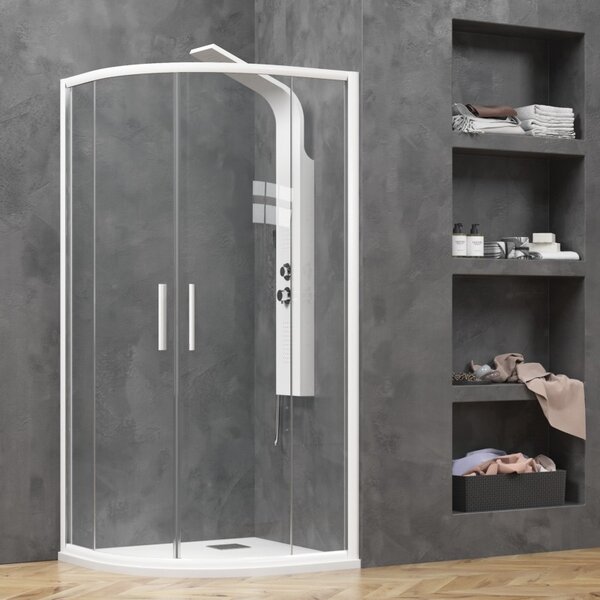 Kamalu box doccia semicircolare 80x80 finitura bianca opaca ke-2000b