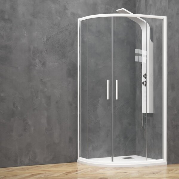 Kamalu box doccia semicircolare 80x80 finitura bianca opaca ke-2000b