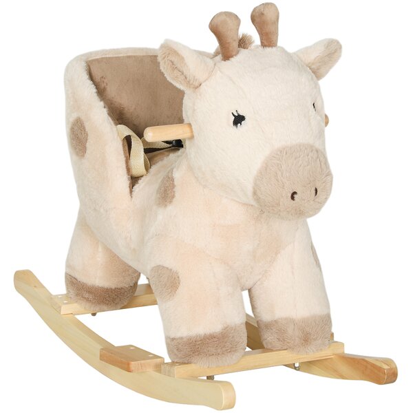 AIYAPLAY Giraffa a dondolo per bambini con suoni e cintura di sicurezza, 68x35x50cm, Beige | Aosom Italy