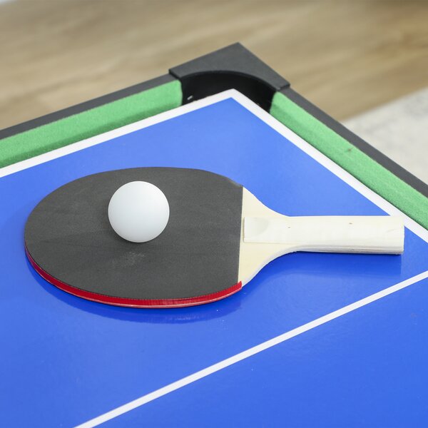 SPORTNOW tavolo multigioco 5-in-1, 53 pezzi di accessori, calcio balilla, hockey da tavolo, ping-pong, biliardo, basket, noce | Aosom Italy