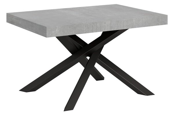 Tavolo Allungabile con 2 allunghe VOLANTIS MULTICOLOR 90x120xh77 cm estensibile fino a 224 cm Allunghe da 52 cm, gambe in Ferro verniciate Antracite piano Cemento