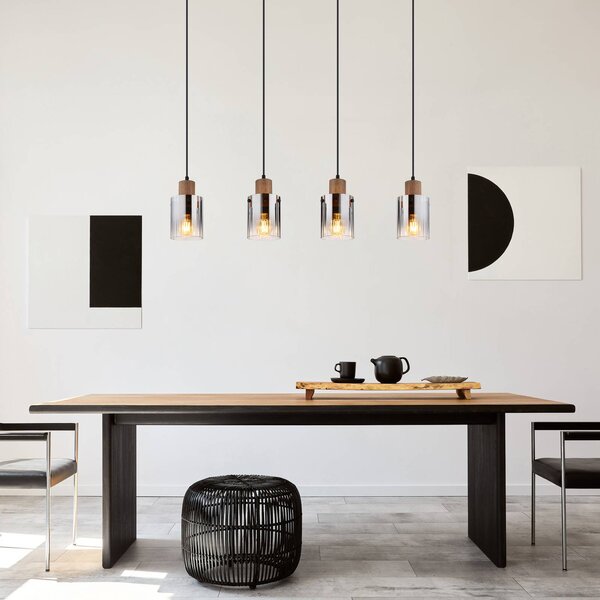 Globo Lampada a sospensione Underwood, dimmerabile, Alluminio / Grigio / Zincato, Soggiorno / Sala da pranzo, Vetro, Lampada a sospensione