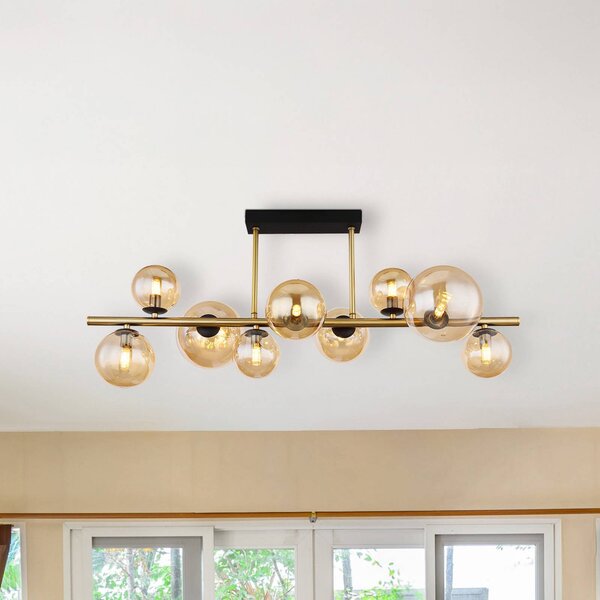Globo Plafoniera soffitto Riha, Crema / Ambra, Soggiorno / Sala da pranzo, Vetro, Plafoniera