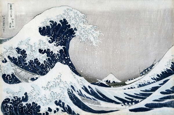 Katsushika Hokusai - Stampa artistica Kacu ika Hokusai - La grande onda di Kanagawa, (40 x 26.7 cm)