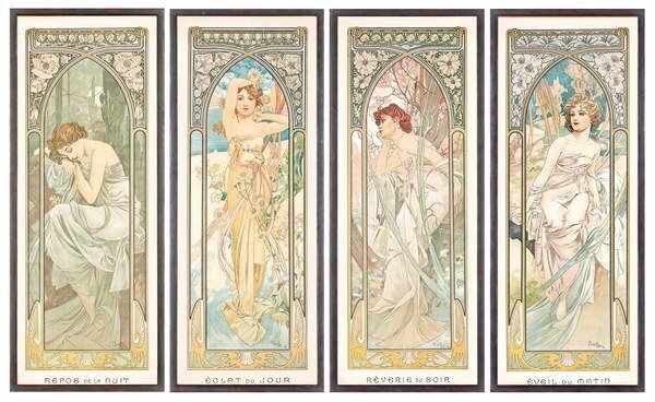 Mucha, Alphonse Marie - Stampa artistica The Times of the Day, (40 x 24.6 cm)