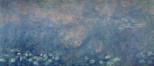 Claude Monet - Stampa artistica Waterlilies Two Weeping Willows centre left section, (50 x 21.5 cm)
