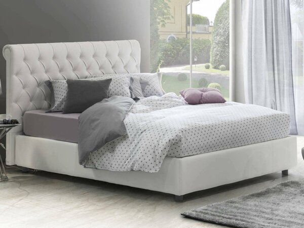 Letto matrimoniale contenitore bianco 175x205cm elegante - Arnorld