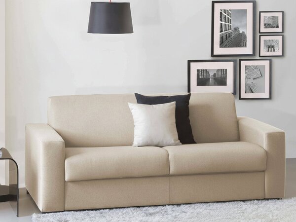 Divano letto imbottito in tessuto beige 200x95cm - Zinnia