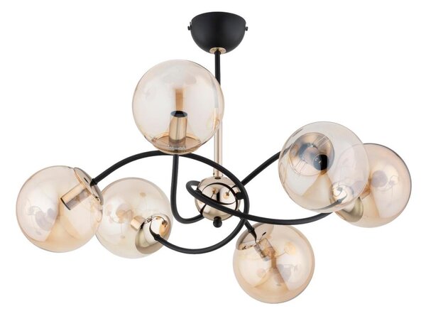 Lampadario a sospensione con supporto rigido AURORA 6xE14/10W/230V nero/oro