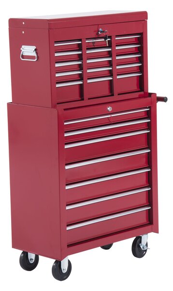 HomCom Carrello Cassettiera Porta Utensili per officina, rosso, 61.5x33x113cm