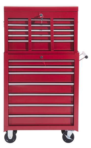 HomCom Carrello Cassettiera Porta Utensili per officina, rosso, 61.5x33x113cm