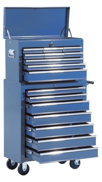 HomCom Carrello Cassettiera Porta Utensili per officina, blu, 61.5x33x113cm