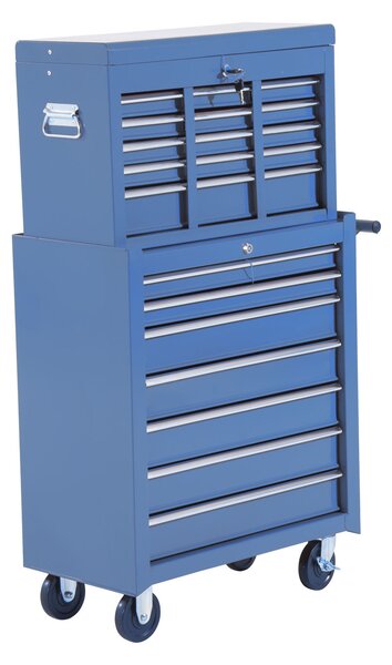 HomCom Carrello Cassettiera Porta Utensili per officina, blu, 61.5x33x113cm