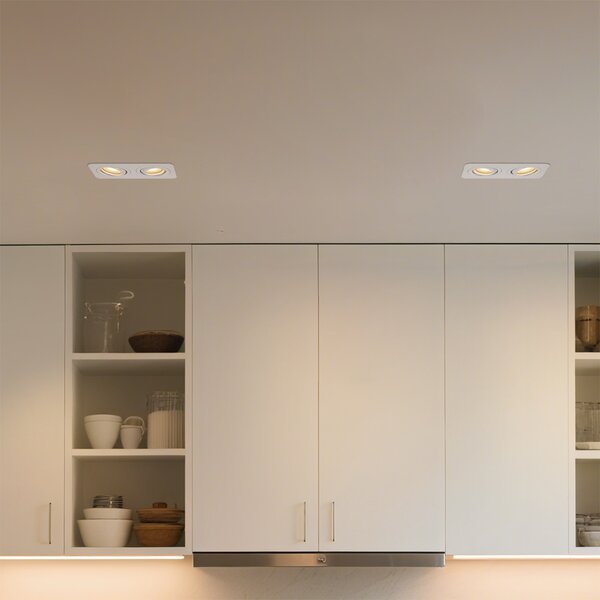 Faretto da incasso rotondo bianco GU10 50mm orientabile e inclinabile IP44 2 luci - Alberto