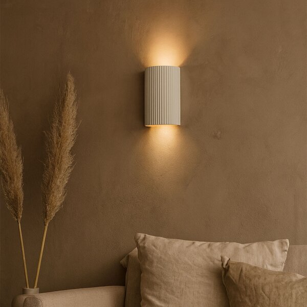 Lampada da parete scandinava beige a semicerchio 2 luci - Plaster