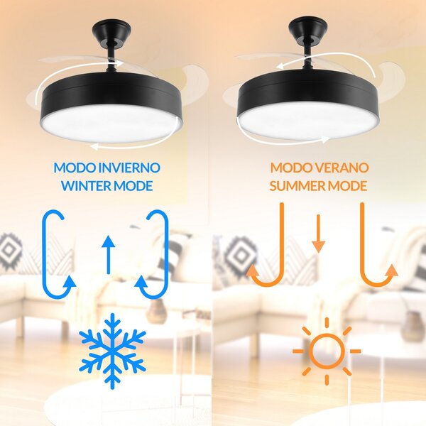 Lampadario Ventilatore da soffitto Messe 32W illuminazione Led CCT regolabile con telecomando M LEDME