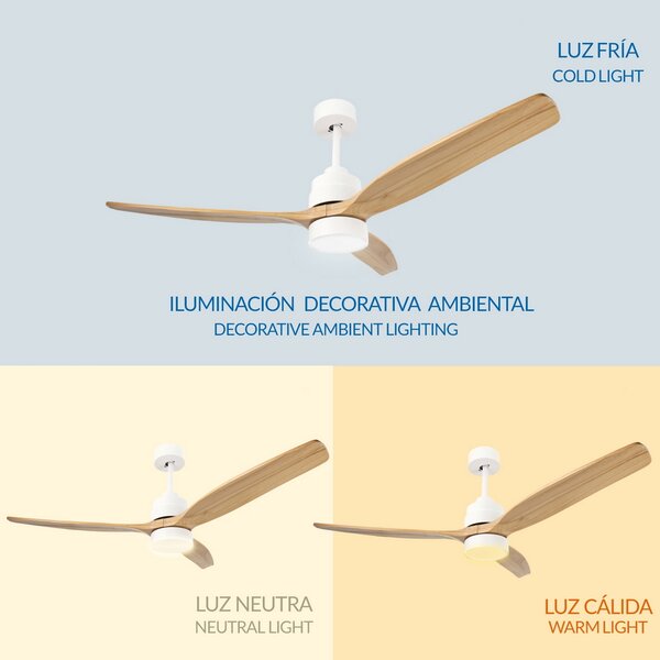 Lampadario Ventilatore da soffitto White Crazy 18W illuminazione Led CCT regolabile con telecomando M LEDME