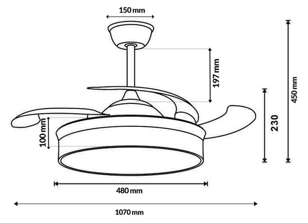 Lampadario Ventilatore da soffitto Messe 32W illuminazione Led CCT regolabile con telecomando M LEDME