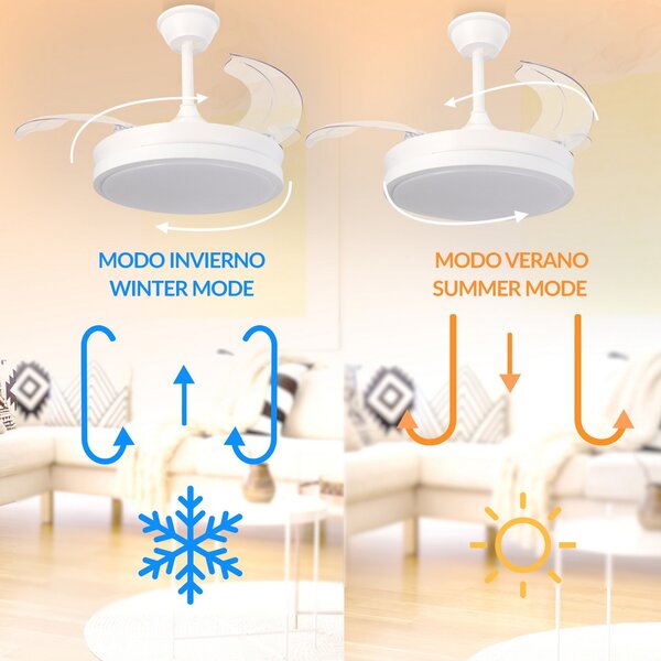 Lampadario Ventilatore da soffitto White Thor 24W illuminazione Led CCT regolabile con telecomando M LEDME
