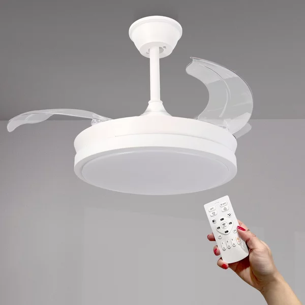 Lampadario Ventilatore da soffitto White Thor 24W illuminazione Led CCT regolabile con telecomando M LEDME