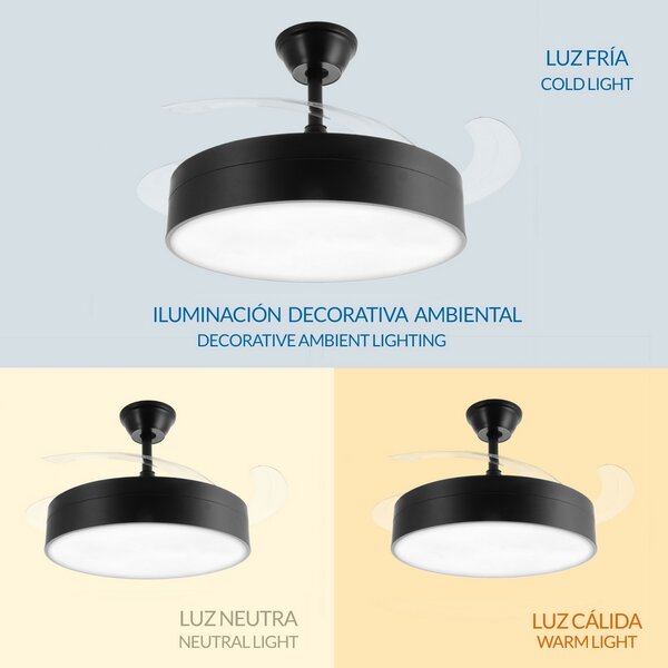 Lampadario Ventilatore da soffitto Messe 32W illuminazione Led CCT regolabile con telecomando M LEDME