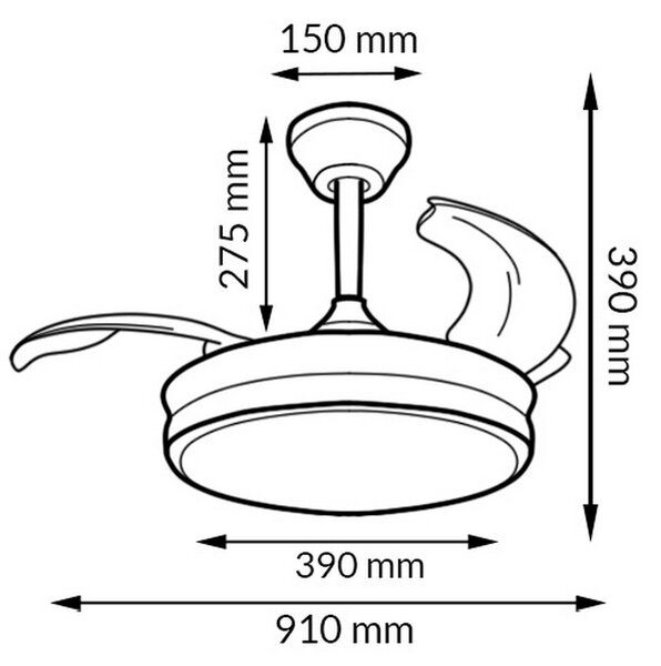 Lampadario Ventilatore da soffitto White Thor 24W illuminazione Led CCT regolabile con telecomando M LEDME