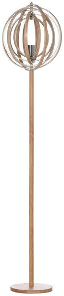 HOMCOM Lampada da Terra per Soggiorno Design, Paralume con Anelli Regolabili in Legno, Lampadine E27, Ф38 x 160 cm
