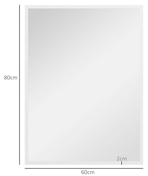 HOMCOM Specchio da Parete Rettangolare con Ganci, in Vetro e MDF, 60x80 cm, Bianco | Aosom Italy