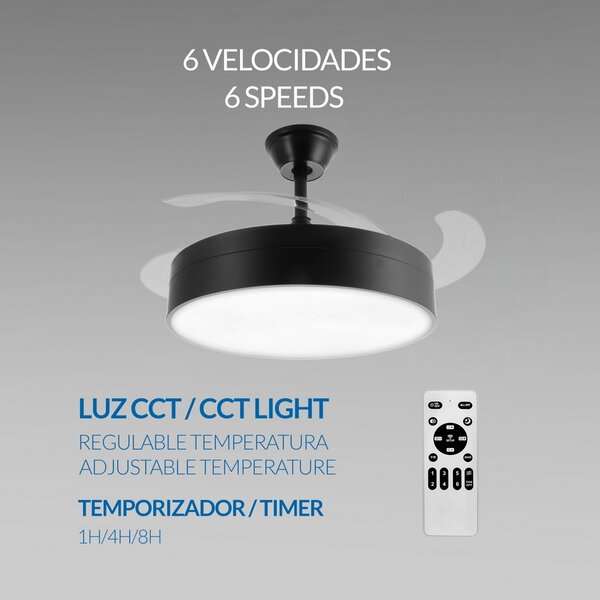 Lampadario Ventilatore da soffitto Messe 32W illuminazione Led CCT regolabile con telecomando M LEDME