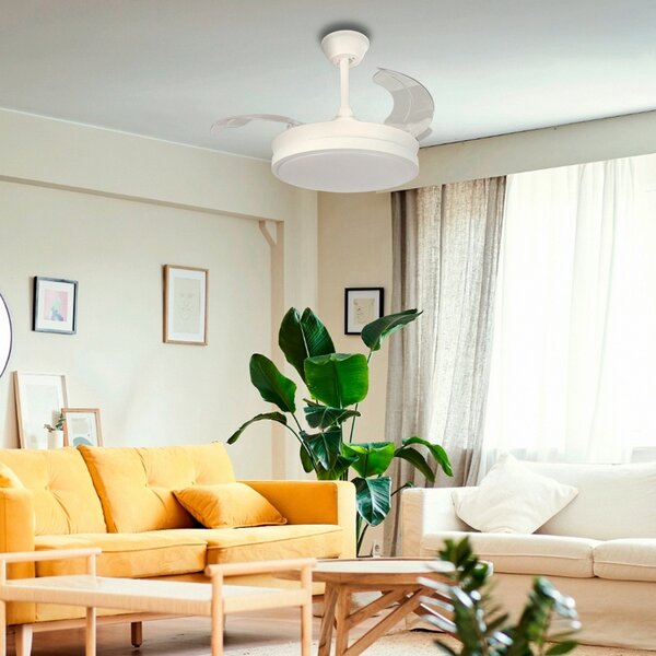 Lampadario Ventilatore da soffitto White Thor 24W illuminazione Led CCT regolabile con telecomando M LEDME