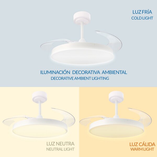 Lampadario Ventilatore da soffitto Coal 36W illuminazione Led CCT regolabile con telecomando M LEDME