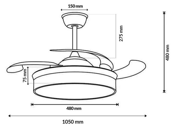 Lampadario Ventilatore da soffitto White Afar 40W illuminazione Led CCT regolabile con telecomando M LEDME