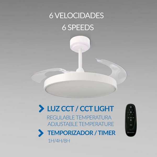 Lampadario Ventilatore da soffitto Coal 36W illuminazione Led CCT regolabile con telecomando M LEDME