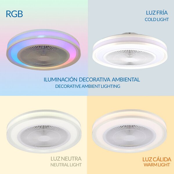 Lampadario Ventilatore da soffitto Colours 36W illuminazione Led CCT+RGB regolabile con telecomando M LEDME