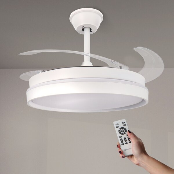 Lampadario Ventilatore da soffitto White Afar 40W illuminazione Led CCT regolabile con telecomando M LEDME