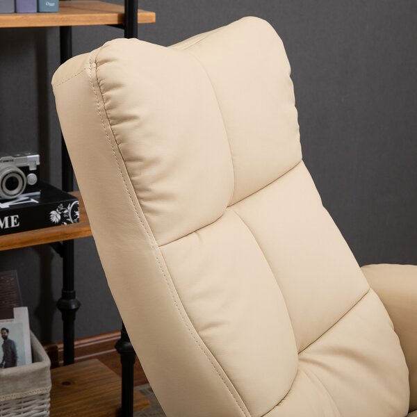 HOMCOM Poltrona Massaggiante Reclinabile a 145° con Pouf Poggiapiedi, 80x86x99cm, Bianco crema