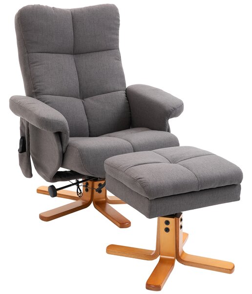 HOMCOM Poltrona Relax con Poggiapiedi, Inclinazione a 145°, in Poliestere, 80x86x99 cm, Grigia