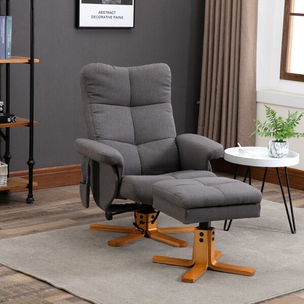 HOMCOM Poltrona Relax con Poggiapiedi, Inclinazione a 145°, in Poliestere, 80x86x99 cm, Grigia