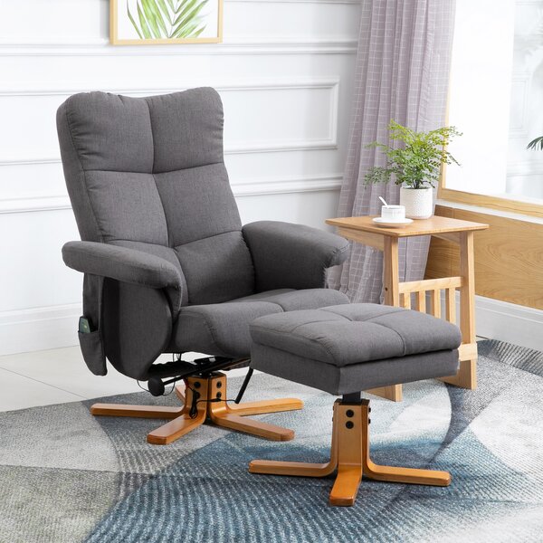 HOMCOM Poltrona Relax con Poggiapiedi, Inclinazione a 145°, in Poliestere, 80x86x99 cm, Grigia