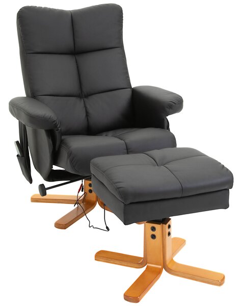 HOMCOM Poltrona Massaggiante Reclinabile a 145° con Pouf Poggiapiedi, 80x86x99cm, Nero