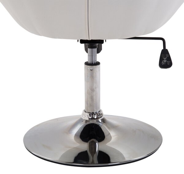 HOMCOM Sgabello da lavoro, sgabello girevole, sedia da ufficio, cromato, regolabile in altezza, PU + acciaio, nero/bianco, 56x71x78,5-90,5 cm (bianco)