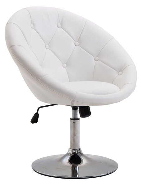 HOMCOM Sgabello da lavoro, sgabello girevole, sedia da ufficio, cromato, regolabile in altezza, PU + acciaio, nero/bianco, 56x71x78,5-90,5 cm (bianco)