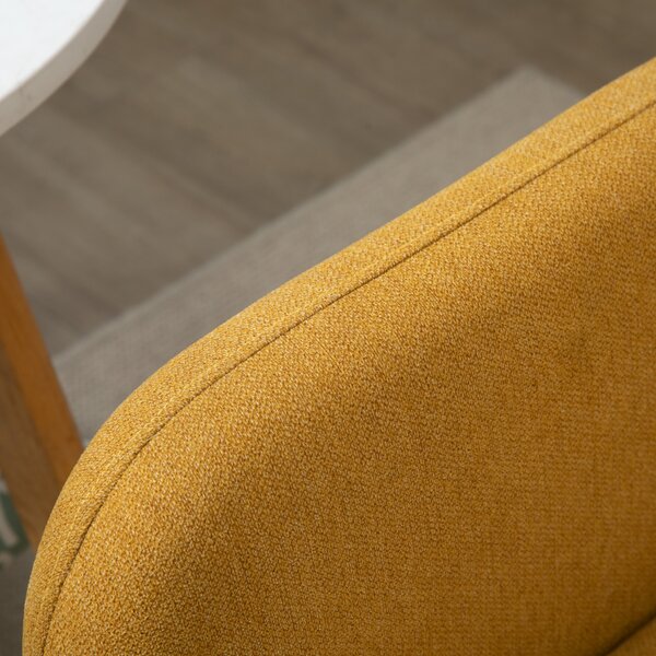 HOMCOM Divano doppio rivestimento con cuscini divanetto in tessuto design compatto moderno a due posti regolabile in altezza vellutato poliestere gomma legno schiuma natura + giallo 130 x 70 x 80 cm