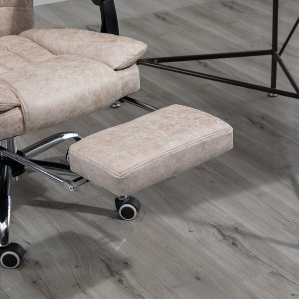 Vinsetto Sedia da ufficio sedia girevole con funzione reclinabile poggiapiedi sedia da ufficio sedile regolabile in altezza sedia da scrivania microfibra plastica metallo nylon beige + nero + argento 63 x 71 x 110-118 cm